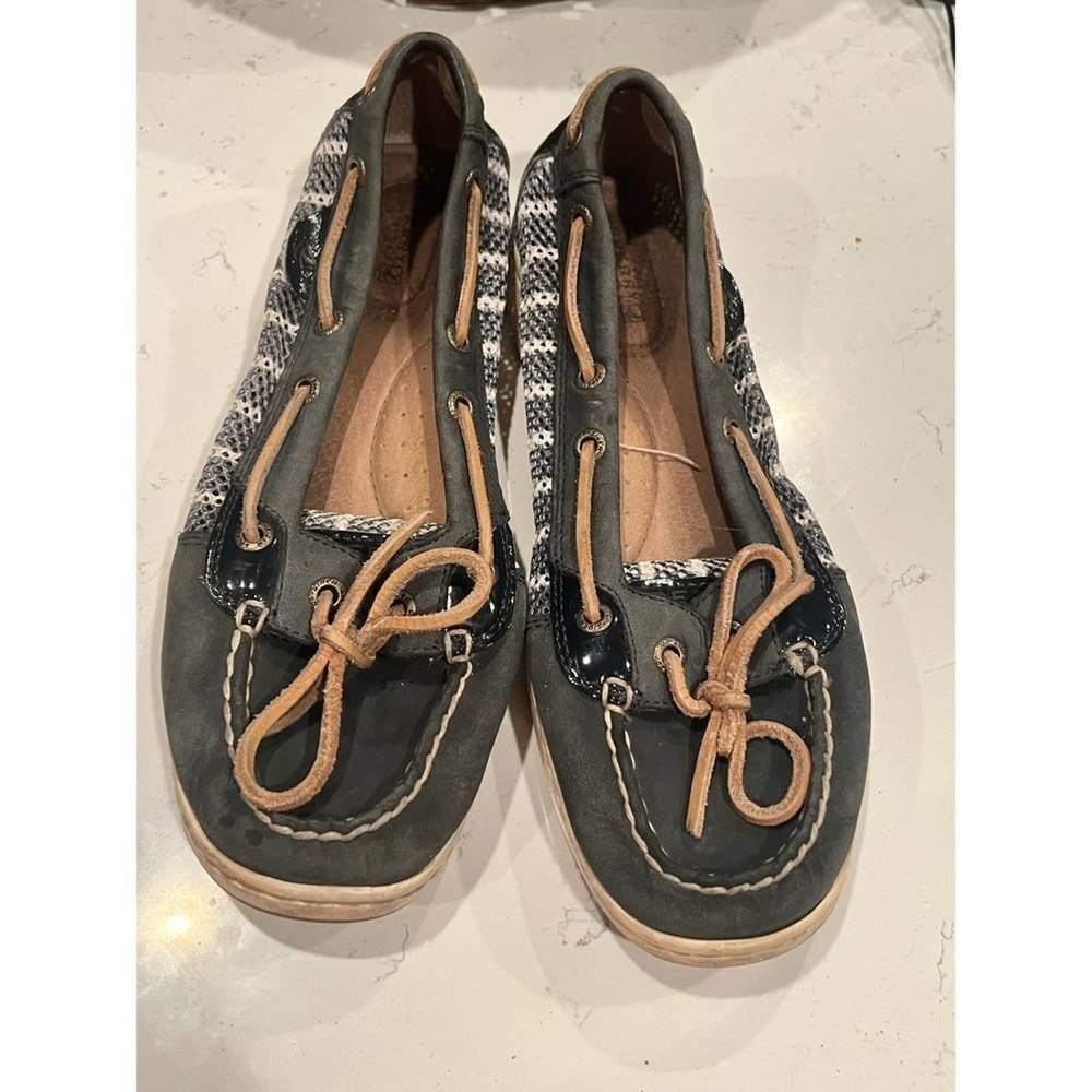Sperry Angelfish Breton Stripe Mesh Boat Shoe - size 8 m